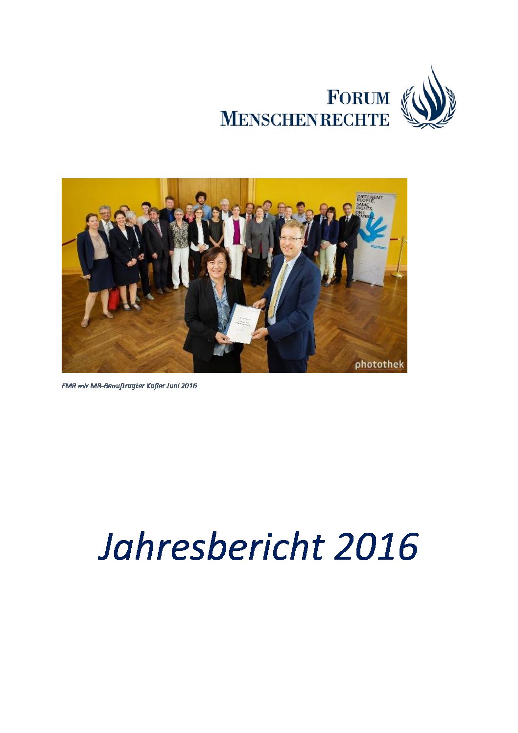 Titelbild des Jahresberichts des Forum Menschenrechte 2016.
