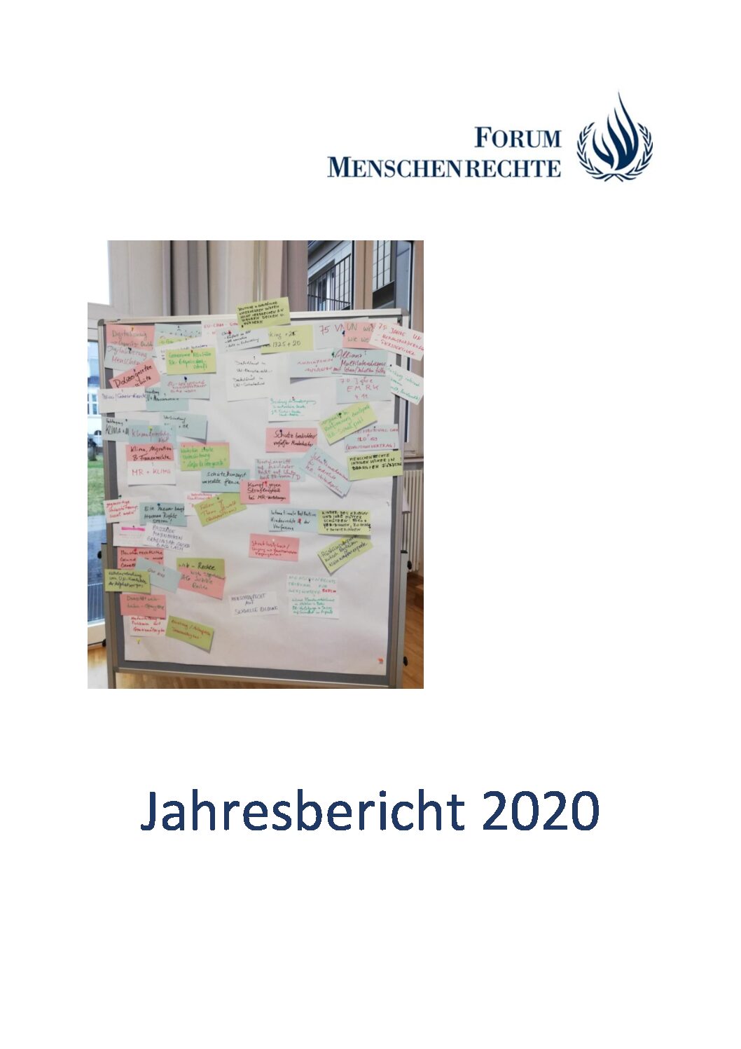 Titelbild des Jahresberichts des Forum Menschenrechte 2020.